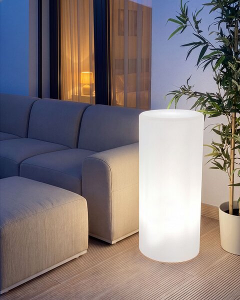Vonkajšia stojaca LED lampa biela syntetický materiál IP54 vodoodolné s diaľkovým ovládaním záhradné osvetlenie