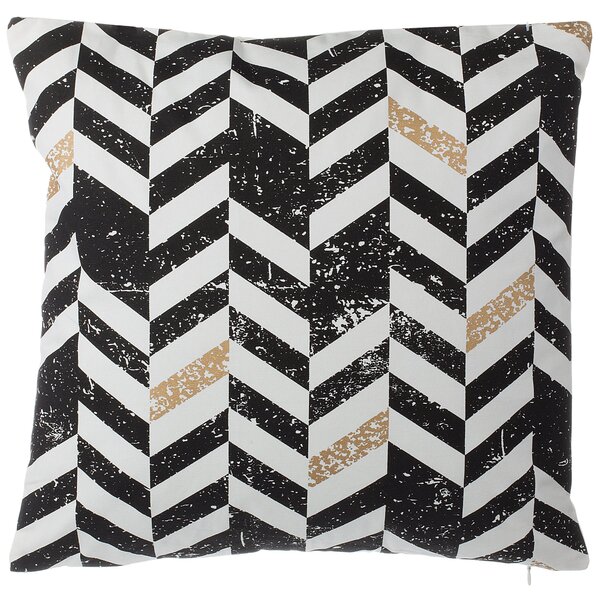 Sada 2 dekoratívnych vankúšov čierna biela bavlna geometrický vzor chevron 45 x 45 cm glamour moderný štýl doplnky