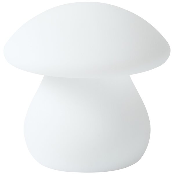 Vonkajšia stolová LED lampa biela syntetický materiál tvar hríbika IP54 vodoodolné s diaľkovým ovládaním záhradné osvetlenie