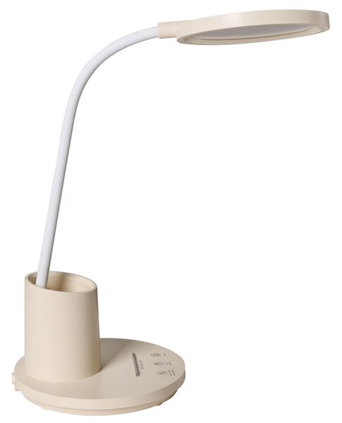 Stolná LED lampa svetlobéžová syntetický materiál 3 režimy teploty svetla so stmievačom dotyková nastaviteľná kancelária