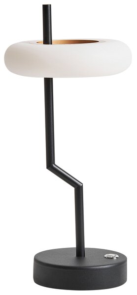 Stolná lampa čierna železo hliník s dotykovým vypínačom nabíjanie cez USB kábel bezdrôtová moderný štýl interiér exteriér