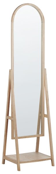 Stojace zrkadlo svetlohnedé drevený rám 43 x 170 cm a s policou moderný dizajn