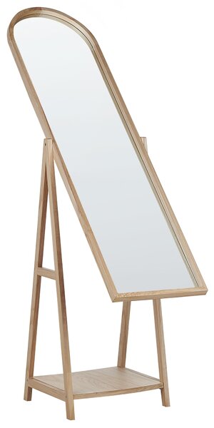 Stojace zrkadlo svetlohnedé drevený rám 43 x 170 cm a s policou moderný dizajn
