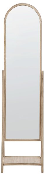 Stojace zrkadlo svetlohnedé drevený rám 43 x 170 cm a s policou moderný dizajn