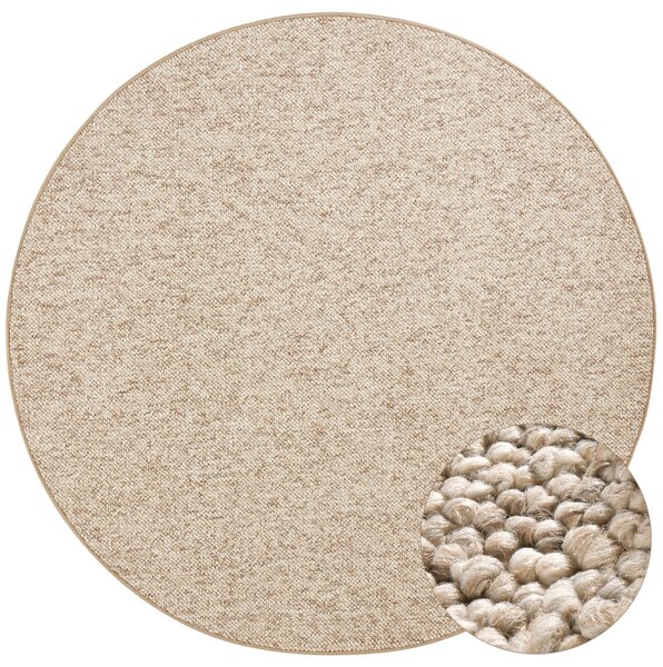 BT Carpet , Kusový koberec Wolly 102842 kruh, 133x133 (priemer) kruh, béžová, obývacia izba