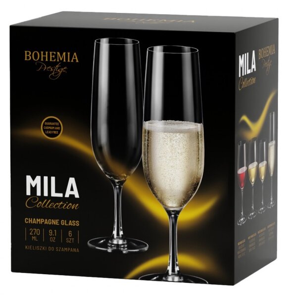 BOHEMIA PRESTIGE MILA POHÁR NA ŠAMPANSKÉ 270ML SADA 6KS