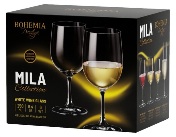 BOHEMIA PRESTIGE MILA POHÁR NA BIELE VÍNO 250ML SADA 6KS