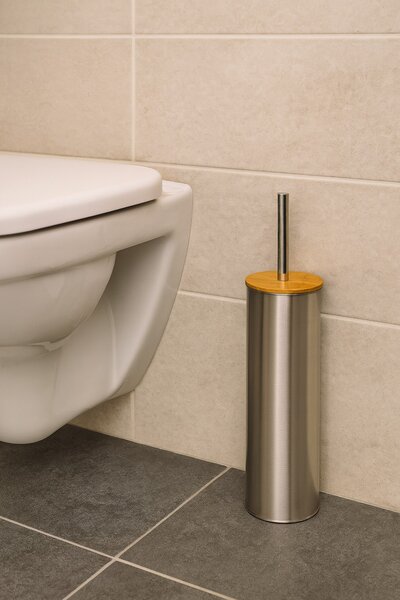 WC kefa Beri, chrómová/s drevenými a chrómovými prvkami