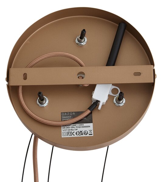 Retro závesná lampa tmavý bronz s jantárovým sklom - Barb