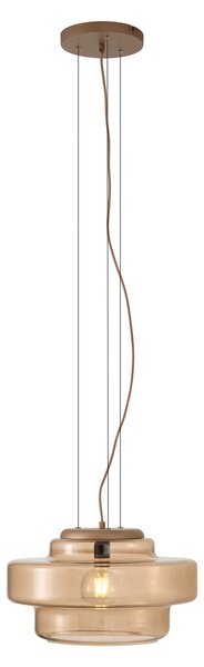 Retro závesná lampa tmavý bronz s jantárovým sklom - Barb