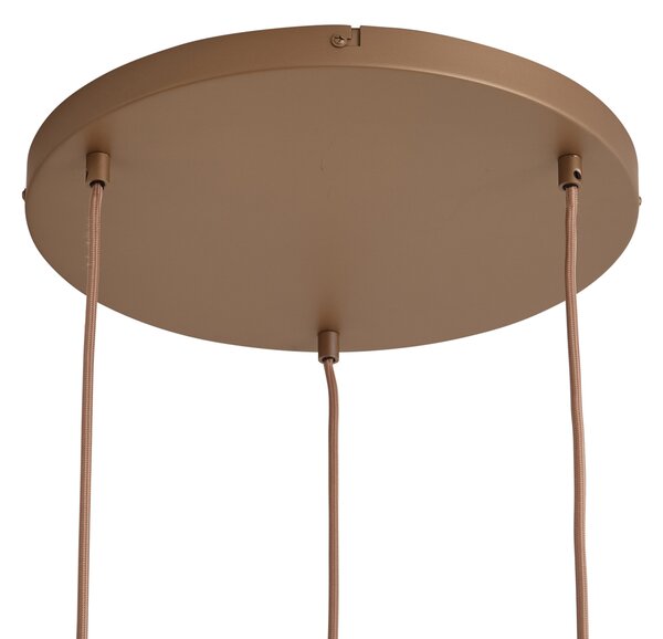 Retro závesná lampa tmavý bronz s jantárovými tienidlami 3-svetelná - Smokey