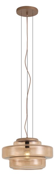 Retro závesná lampa tmavý bronz s jantárovým sklom - Barb