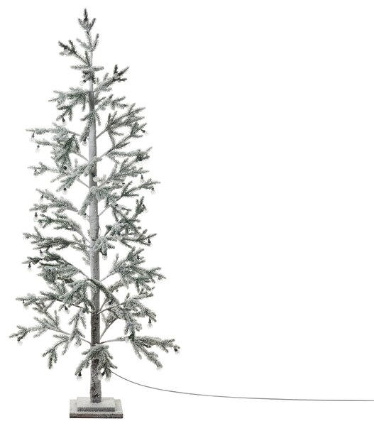 Umelý LED vianočný stromček zelená krémová biela PVC 180 cm s osvetlením zasnežený efekt moderný škandinávsky štýl interiér exteriér