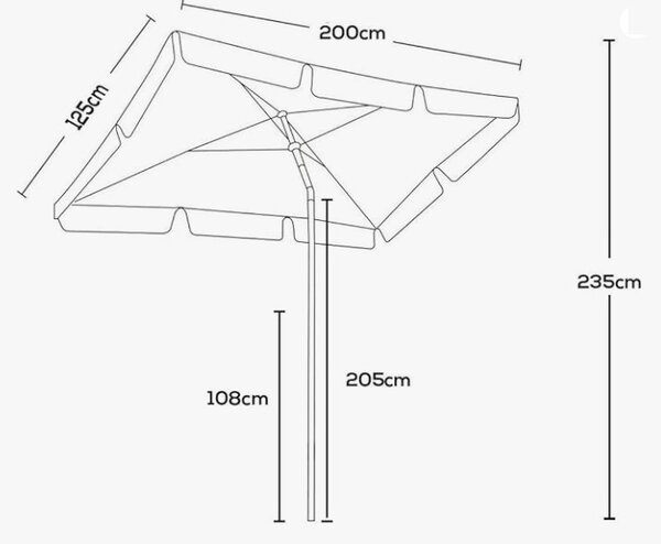 TRENDIE Záhradný slnečník 125x200 cm tmavo béžový