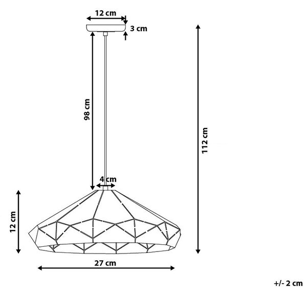 Závesná lampa biela kovová 112 cm zváraná geometrické tienidlo stropné svietidlo industriálny štýl obývačka jedáleň
