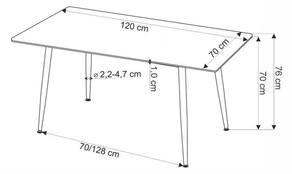 Jedálenský stôl Webster 120 cm, mramor / čierna