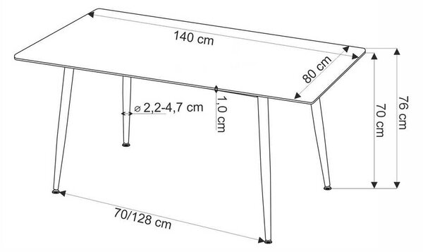 Jedálenský stôl Webster 140 cm, mramor / čierna