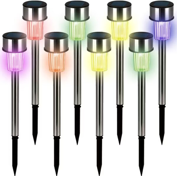 Sada 8 LED solárnych lámp - farebné