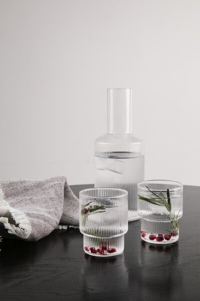 Ferm LIVING Poháre na vodu Ripple číre 200 ml, 4 ks