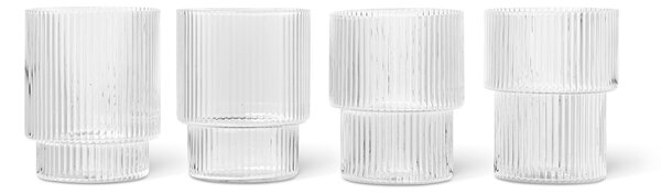 Ferm LIVING Poháre na vodu Ripple číre 200 ml, 4 ks