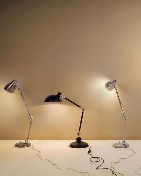 Stolná lampa čierna kovová 80 cm nastaviteľné rameno a tienidlo moderný industriálny štýl kancelária