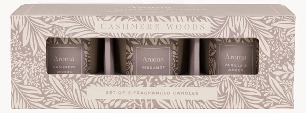 Vonné sviečky Cashmere Woods (Cashmere Woods, Bergamot, Vanilla & Amber), 3 ks