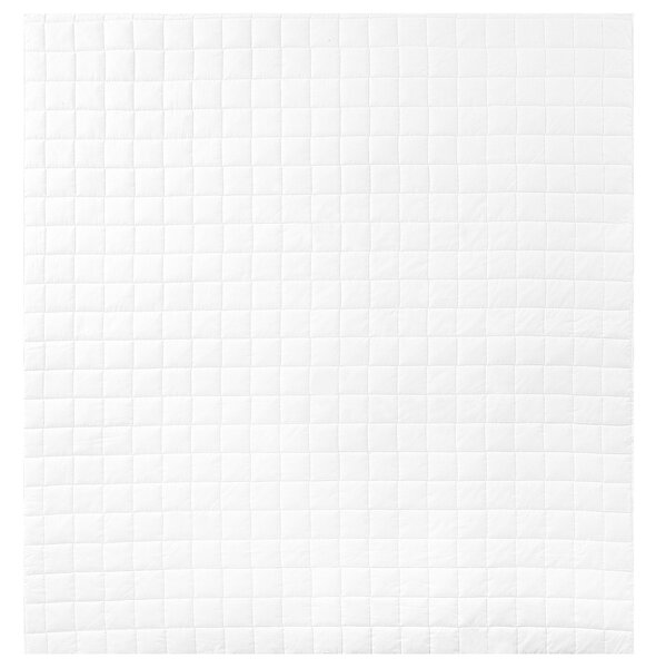 Posteľná prikrývka biela letná 200 x 220 cm zo zmesi polyesteru a bavlny prešívaný paplón s ľahkou výplňou