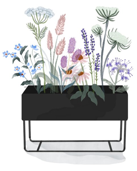 Ferm Living Stojan na kvety Plant Box, veľký – čierny