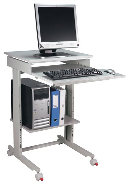 PC pracovný stôl H720-1100xŠ600xH500mm svetlosivý, RAL 7035 mobilný