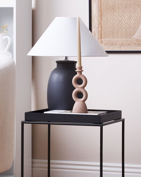 Svietnik béžový porcelánový 23 cm zaoblený dizajn minimalistická boho dekorácia