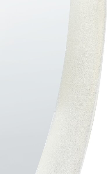 Nástenné zrkadlo biele MDF zamatový rám sklo 60 x 90 cm nepravidelný tvar závesné na stenu moderný štýl