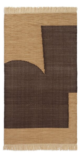Ferm Living Koberec Forene, 80 x 140 cm – pieskový/tmavohnedý