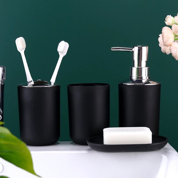 Dekorstudio Kúpeľňový set 6 doplnkov FLORES – čierny