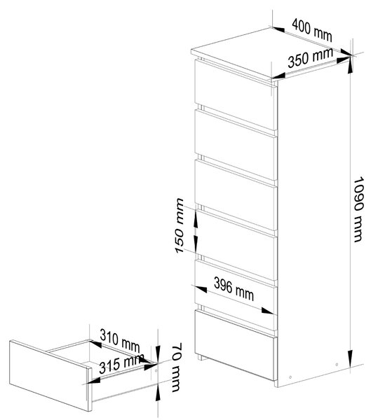 Ak furniture Komoda CL6 40 cm kašmír