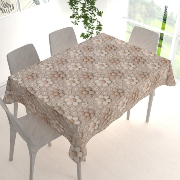Biante Dekoračný obdĺžnikový obrus Terra TRA-005 Pletené kvety na sivobéžovom 50x100 cm