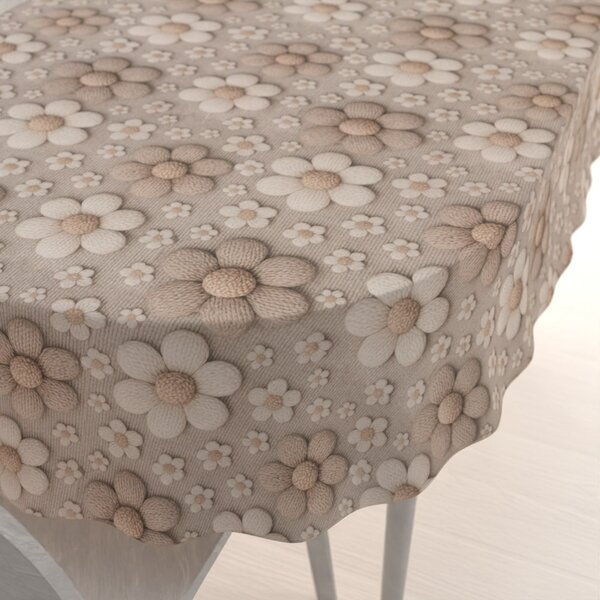 Biante Dekoračný oválny obrus Terra TRA-005 Pletené kvety na sivobéžovom 50x100 cm