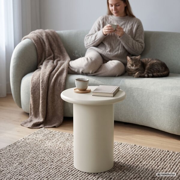 Ak furniture Odkládací stolek Mono 30 cm krémový