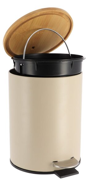 Odpadkový kôš Timeless, svetlobéžová/s drevenými prvkami, 2,5L