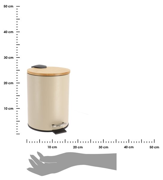 Odpadkový kôš Timeless, svetlobéžová/s drevenými prvkami, 2,5L