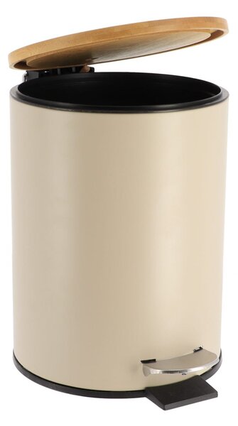 Odpadkový kôš Timeless, svetlobéžová/s drevenými prvkami, 2,5L