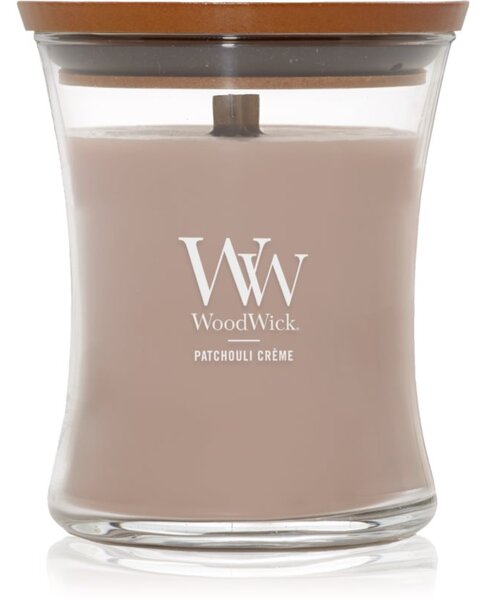 Woodwick Opulent Wood Patchouli Creme vonná sviečka s dreveným knotom 275 g