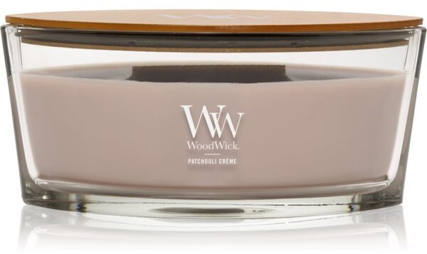 Woodwick Opulent Wood Patchouli Creme vonná sviečka s dreveným knotom 453.6 g