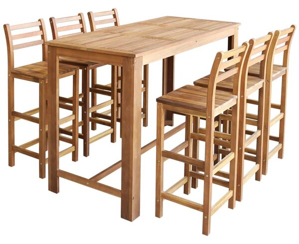 Súprava barového stola a stoličiek 7 ks, masívne akáciové drevo