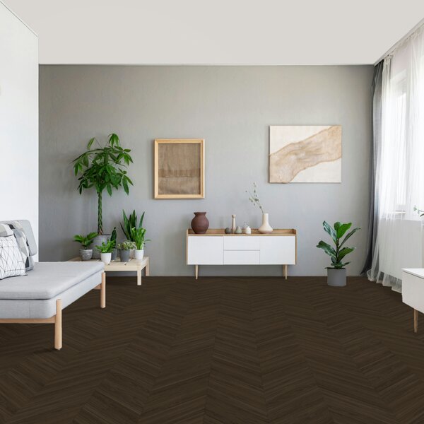 Vinyl Parador Trendtime 10 Chevron Dub Oxford tmavo hnedý štruktúra M4V, 1750866, 488x118x2,5mm