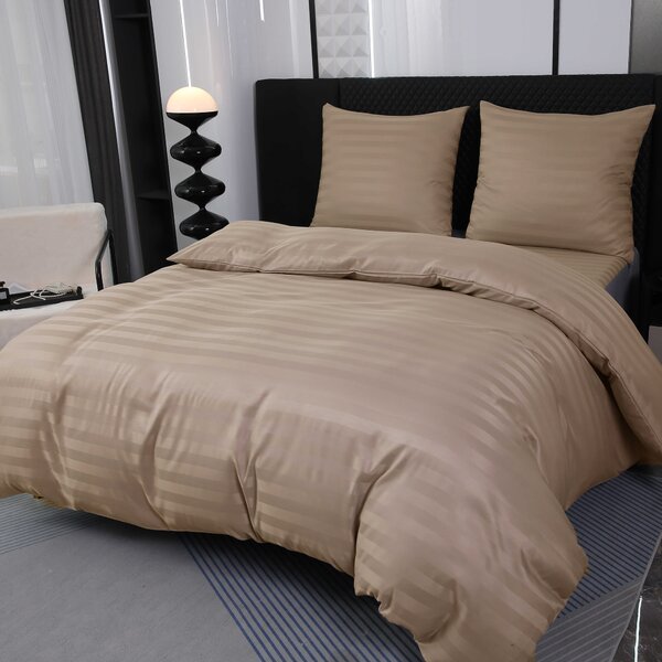 Hotelové obliečky z mikrovlákna JASMINE béžové - prúžok 2 cm Rozmer obliečky: 70 x 90 cm | 140 x 220 cm
