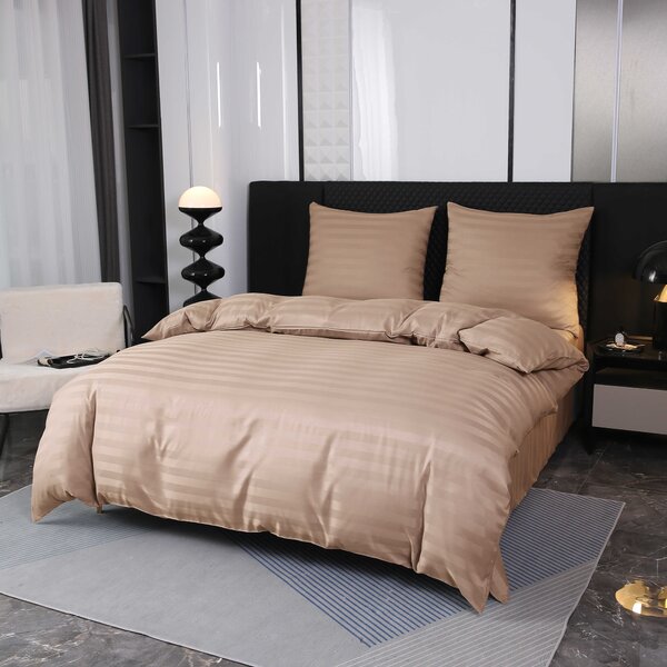 Hotelové obliečky z mikrovlákna JASMINE béžové - prúžok 2 cm Rozmer obliečky: 70 x 90 cm | 140 x 220 cm