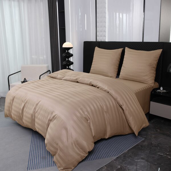 Hotelové obliečky z mikrovlákna JASMINE béžové - prúžok 2 cm Rozmer obliečky: 70 x 90 cm | 140 x 220 cm