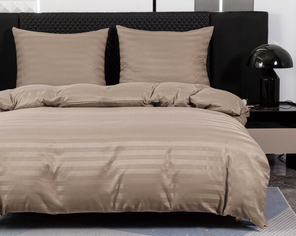 Hotelové obliečky z mikrovlákna JASMINE béžové - prúžok 2 cm Rozmer obliečky: 70 x 90 cm | 140 x 220 cm