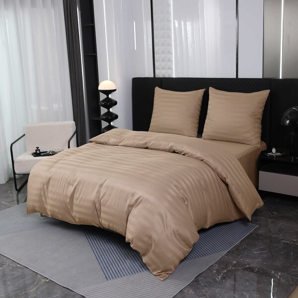 Hotelové obliečky z mikrovlákna JASMINE béžové - prúžok 2 cm Rozmer obliečky: 70 x 90 cm | 140 x 220 cm