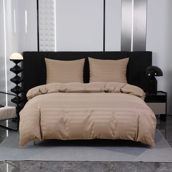 Hotelové obliečky z mikrovlákna JASMINE béžové - prúžok 2 cm Rozmer obliečky: 70 x 90 cm | 140 x 220 cm